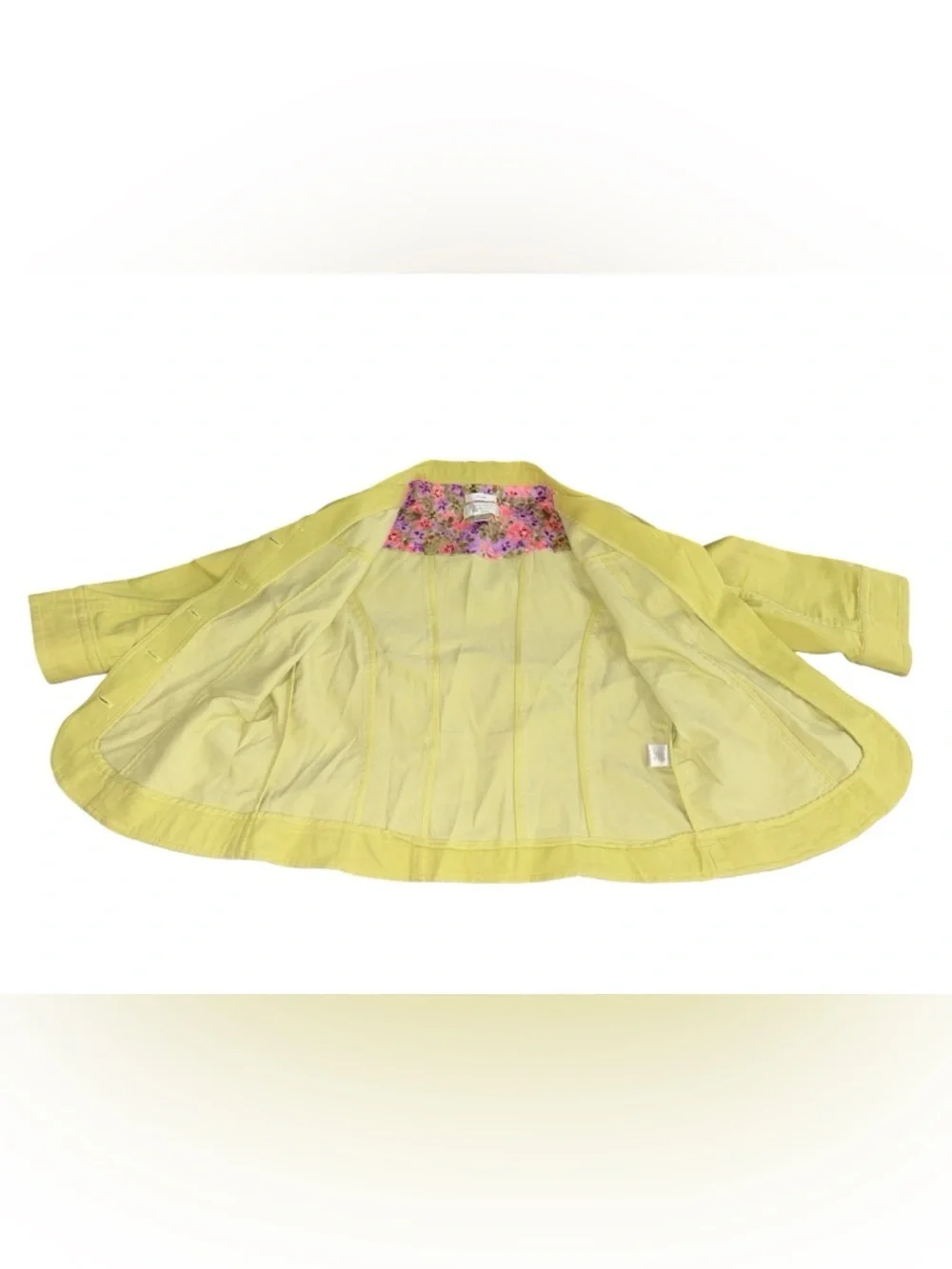 Christopher & Banks Petite Medium Yellow/green Button Front Jacket Floral Lining